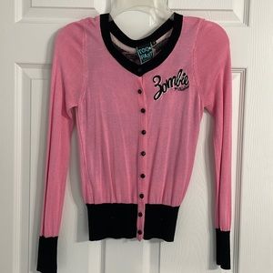 Too Fast Zombie Barbie Pink Cardigan